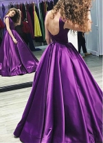 Alluring Satin Bateau Neckline Floor-length A-line Evening Dress