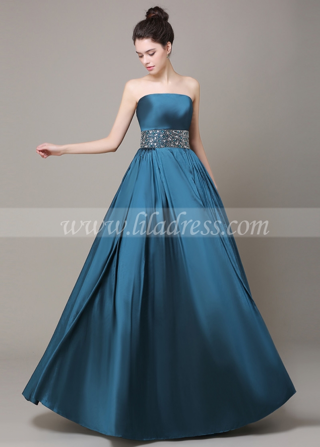 Exquisite Taffeta Strapless Neckline A-Line Formal Dresses