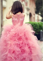 Gorgeous Ball Gown Pink Flower Girl Dresses with Tulle Ruffles