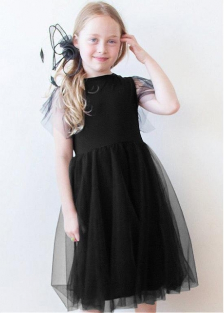 Fabulous Tulle & Satin Jewel Neckline A-line Flower Girl Dresses