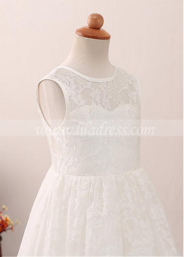 Exquisite Lace Jewel Neckline A-line Flower Girl Dress