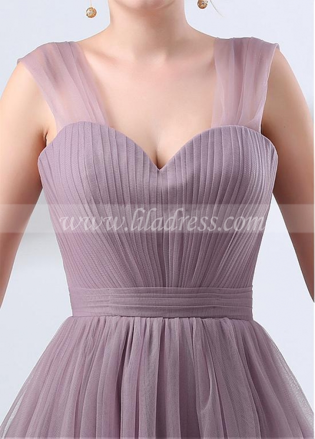 Tulle Sweetheart Neckline A-line Bridesmaid Dress With Pleats