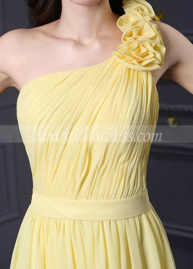 Elegant Chiffon One Shoulder Neckline A-line Bridesmaid Dress