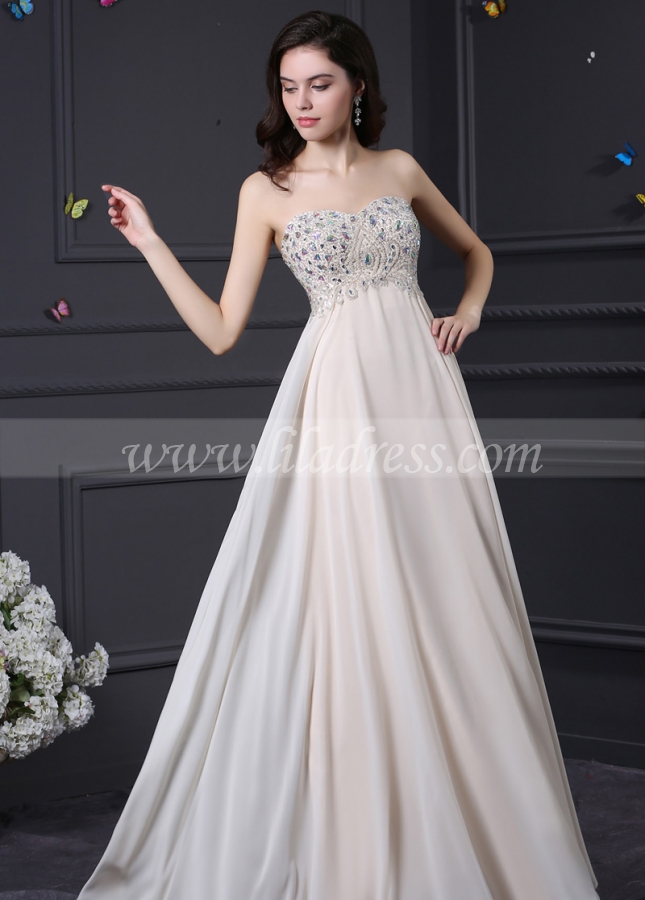 Elegant Chiffon & Stretch Satin Sweetheart Neckline A-Line Prom Dresses