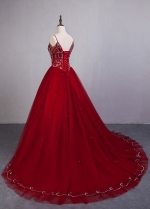 Fascinating Tulle Spaghetti Straps Neckline Ball Gown Quinceanera Dresses With Beadings