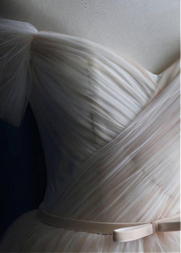 Alluring Tulle Off-the-shoulder Neckline A-line Wedding Dress With Belt