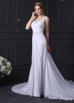 Stunning Chiffon V-neck Mermaid Wedding Dress With Beaded Lace Appliques