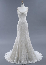 Fantastic Tulle & Lace Sweetheart Neckline Mermaid Wedding Dresses With Beadings & Lace Appliques