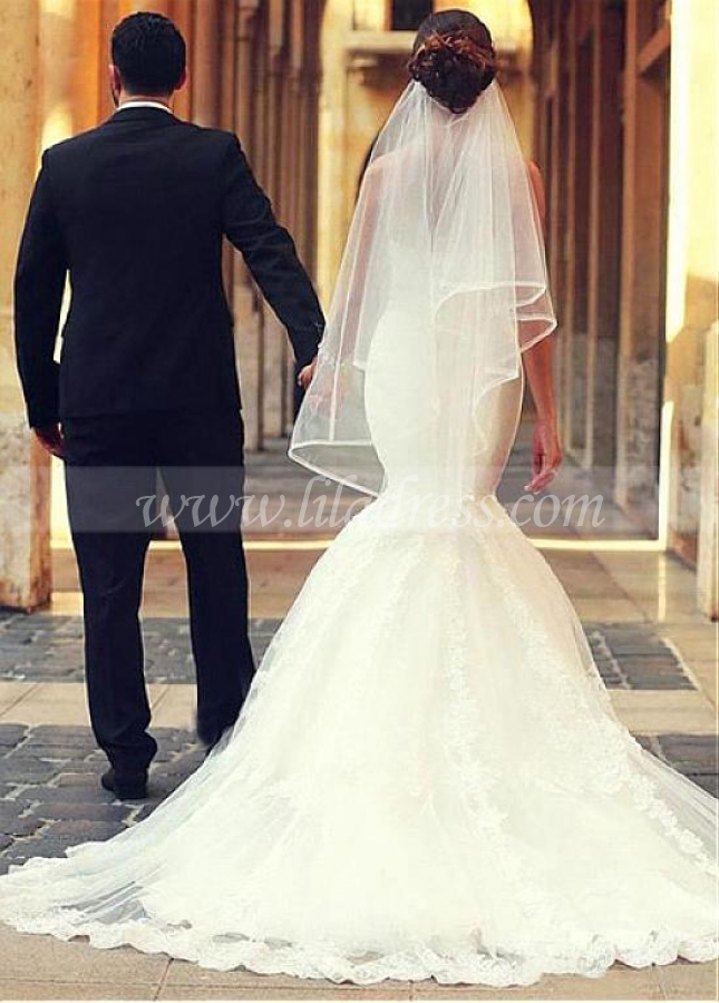 Marvelous Tulle Sweetheart Neckline Mermaid Wedding Dresses With Beadings & Lace Appliques