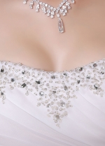 Wonderful Organza Satin Strapless Neckline A-line Wedding Dresses