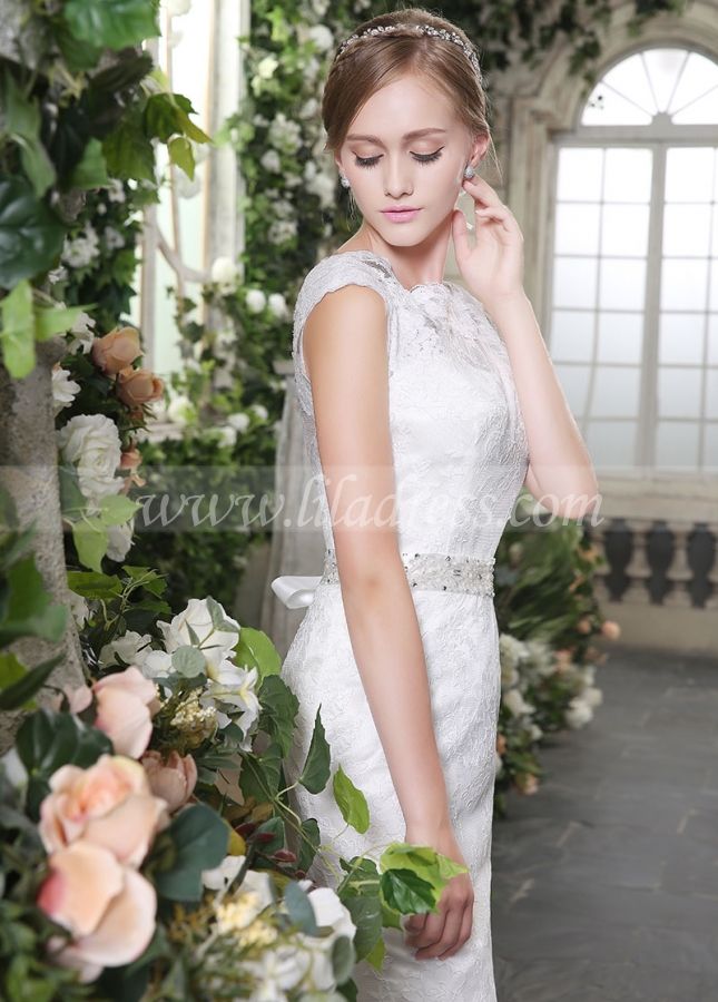 Elegant Lace Bateau Neckline Mermaid Wedding Dresses