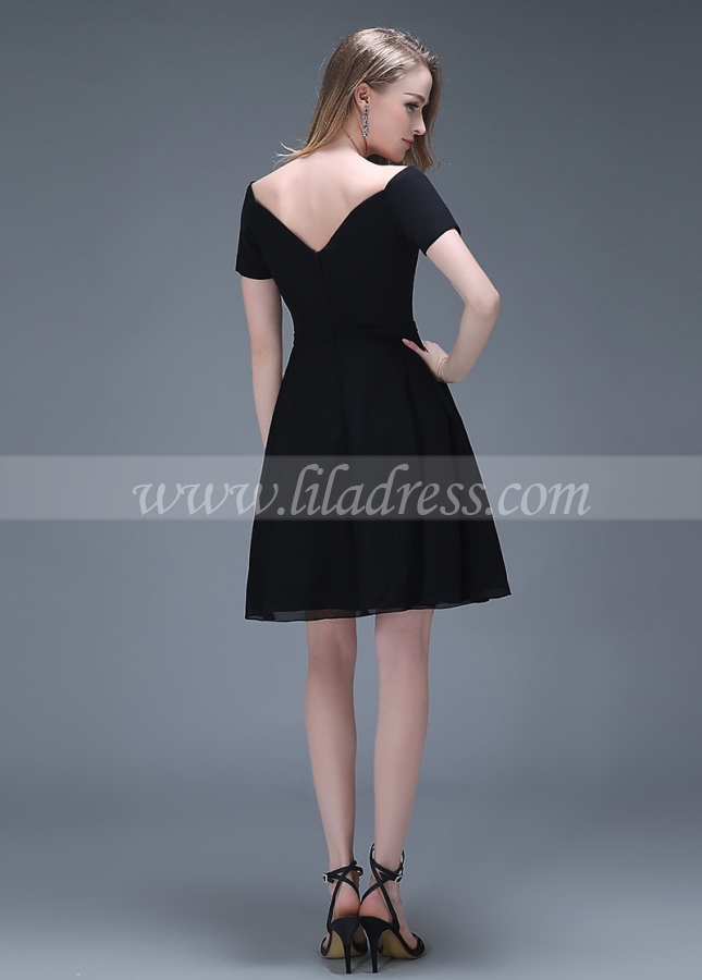 Lovely Chiffon Off-the-shoulder Neckline Short A-line Homecoming Dresses