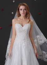Glamorous Tulle A-line Wedding Dress With Lace Appliques