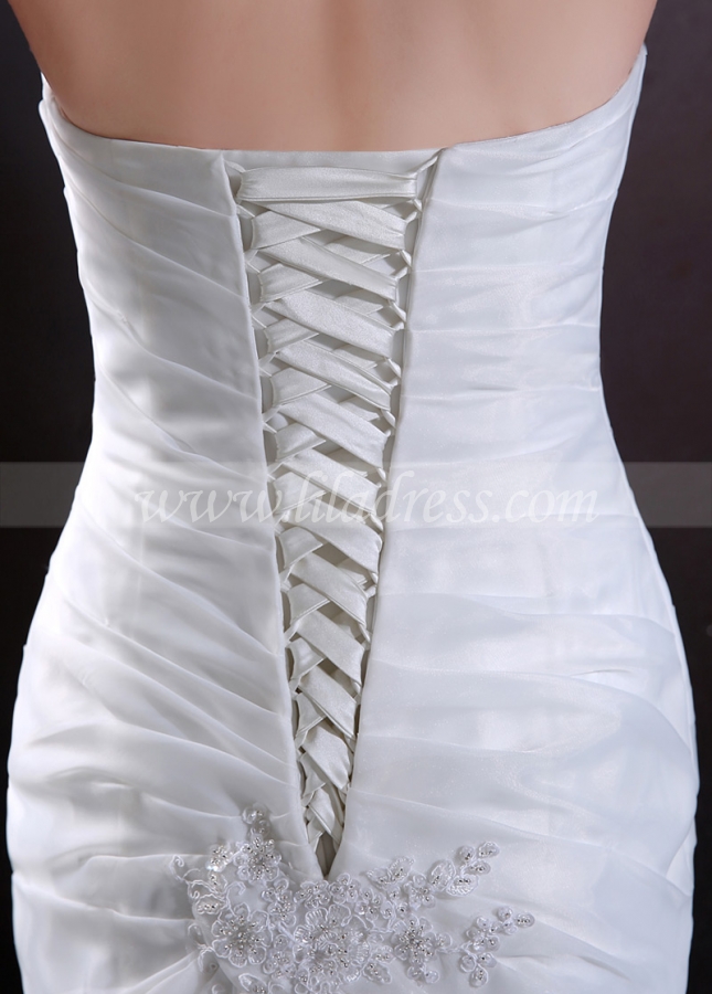 Gorgeous Organza Satin Mermaid Sweetheart Neckline Wedding Dress With Beaded Lace Applliques