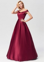 Chic Satin Off-the-shoulder Neckline A-line Prom/Evening Dresses
