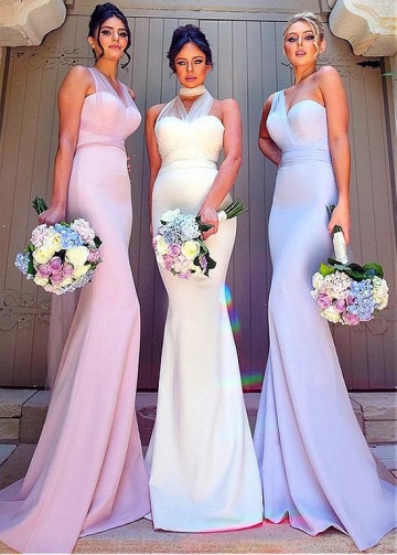 Excellent Tulle & Acetate Satin Sweetheart Neckline Full Length Mermaid Bridesmaid Dresses