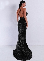 Sparkling Sequin Spaghetti Straps Neckline Mermaid Evening Dresses