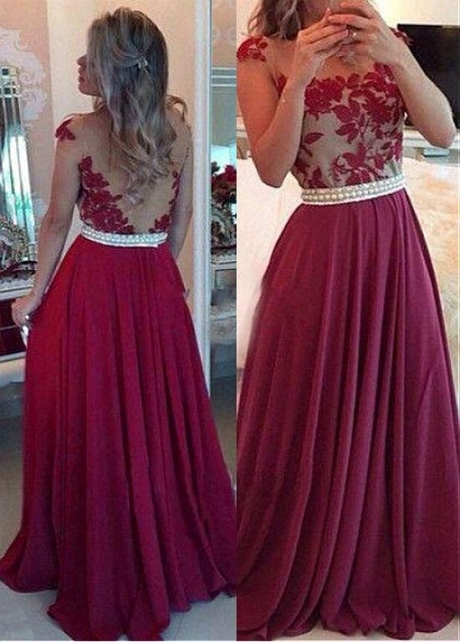 Junoesque Tulle & Chiffon Jewel Neckline Floor-length A-line Prom Dress With Lace Appliques & Beadings