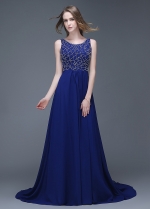 Elegant Chiffon Scoop Neckline Full-length A-line Prom Dresses