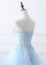 Eye-catching Tulle Sweetheart Neckline A-line Prom Dresses With Lace Appliques & Beadings