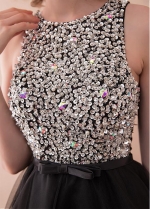 Stunning Tulle Jewel Neckline Hi-lo A-line Homecoming Dress With Rhinestones & Beadings