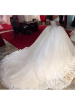 Marvelous Tulle & Satin Sweetheart Neckline Ball Gown Wedding Dresses With Beaded Lace Appliques