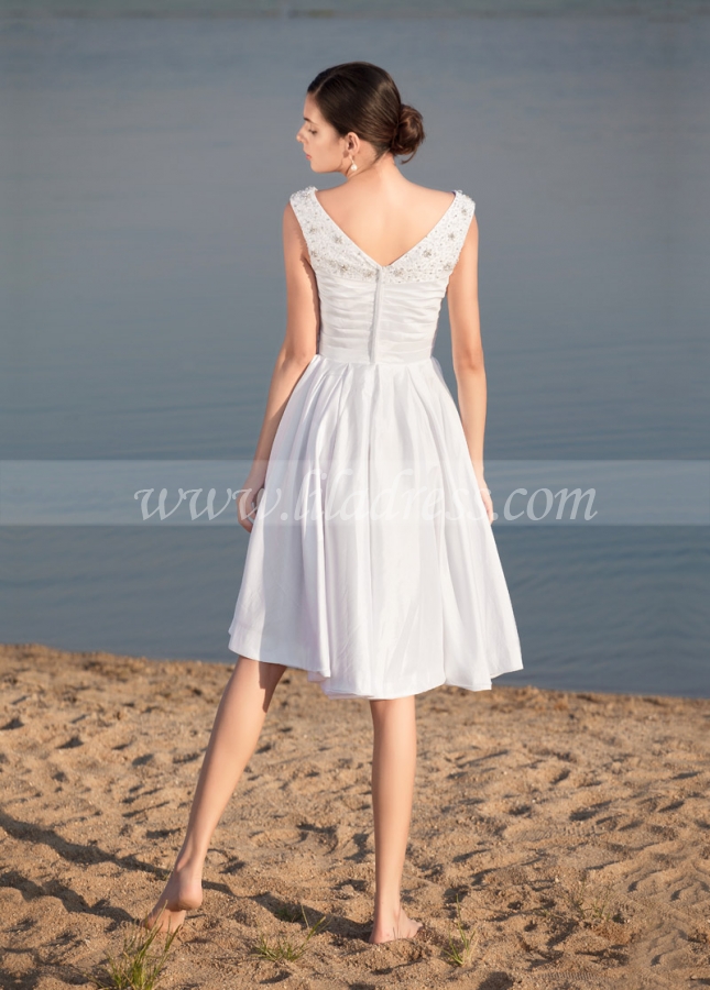 Sweet Taffeta V-neck Neckline Knee-length A-line Wedding Dresses