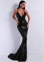 Sparkling Sequin Spaghetti Straps Neckline Mermaid Evening Dresses