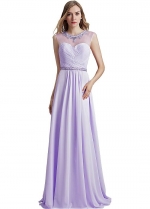 Romantic Chiffon Jewel Necklline A-line Prom Dress With Beadings