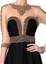 Fabulous Chiffon Jewel Neckline A-line Evening Dresses With Beadings & Rhinestones