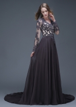 Elegant Chiffon V-neck Neckline Full-length A-line Formal Dresses
