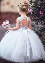 Wonderful Sequin Lace & Tulle Jewel Neckline Ball Gown Flower Girl Dresses