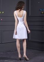White Chiffon Sweetheart Neckline Knee-length A-line Bridesmaid Dress