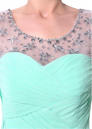 Charming Chiffon Scoop Neckline A-Line Prom Dresses With Beadings