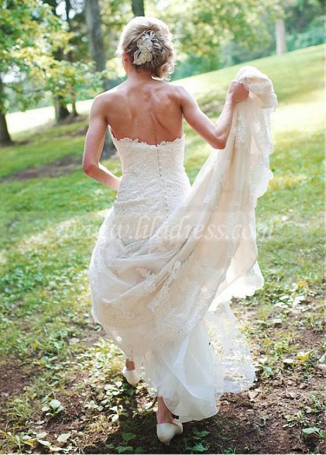 Fantastic Tulle Sweetheart Neckline Natural Waistline Mermaid Wedding Dress With Lace Appliques & Sequins