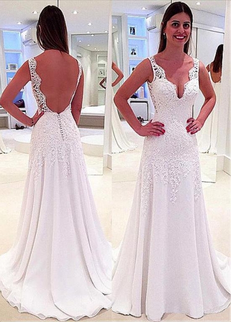 Wonderful Tulle & Chiffon V-neck Neckline A-line Wedding Dress With Lace Appliques & Beadings