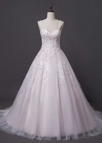 Gorgeous Tulle Sweetheart A-line Wedding Dress With Lace Appliques & Embroidery & Beading