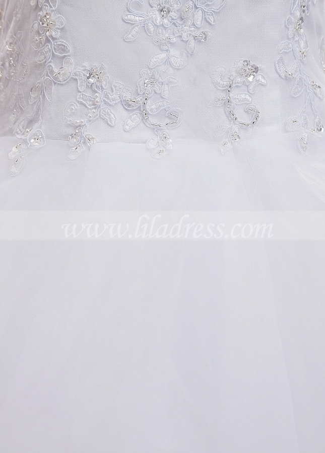 Marvelous Organza Sweetheart Neckline Ball Gown Wedding Dress With Beaded Lace Appliques & Ruffles