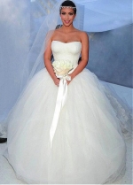 Gorgeous Lace & Tulle Strapless Neckline Ball Gown Wedding Dresses