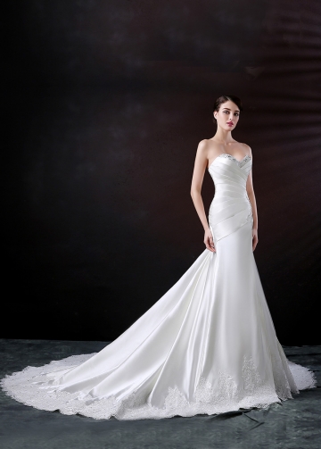 Delicate Tulle Swetheart Neckline Mermaid Wedding Dress With Beaded Lace Appliques