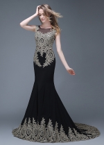 Elegant Black Bateau Neckline Mermaid Evening Dresses