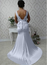 Attractive Lace & Stretch Satin Bateau Neckline Full-length Mermaid Bridesmaid Dress With Belt