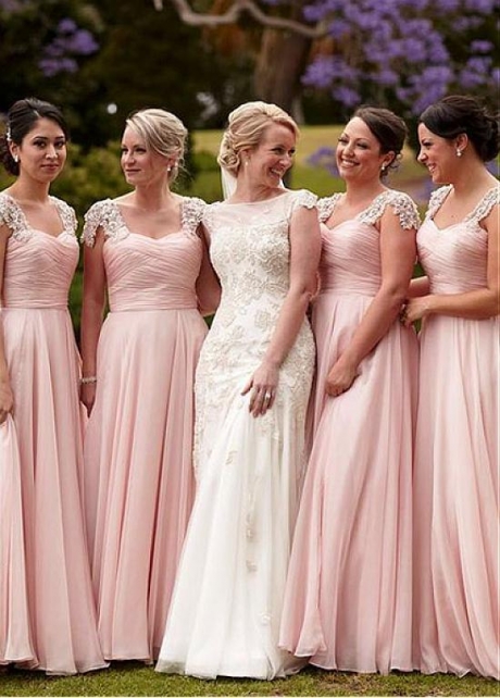 Sweet Chiffon Sweetheart Neckline Floor-length A-line Bridesmaid Dress With Beaded Lace Appliques & Pleats