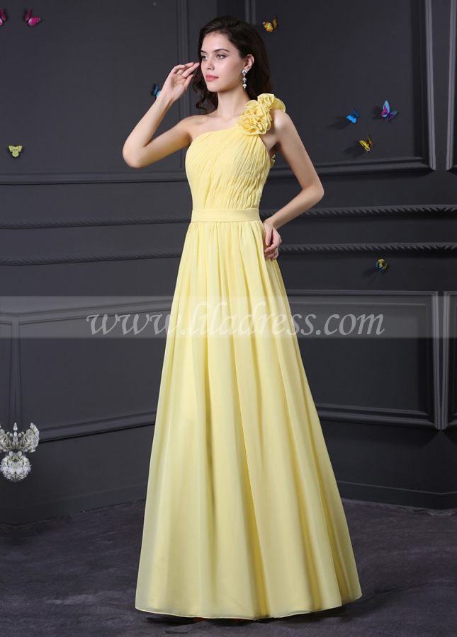 Elegant Chiffon One Shoulder Neckline A-line Bridesmaid Dress