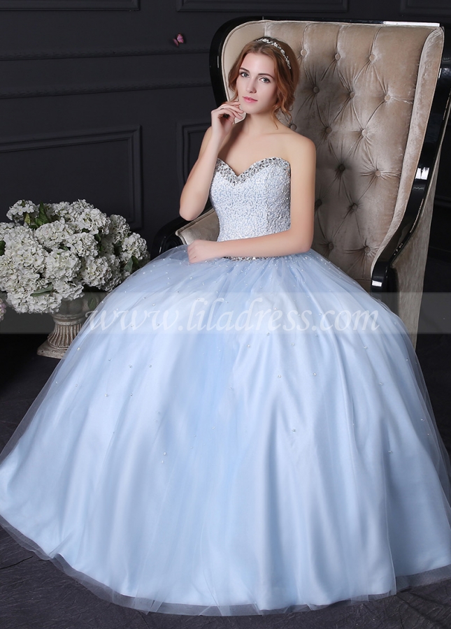 Gorgeous Tulle & Satin Sweetheart Neckline A-Line Prom Dresses