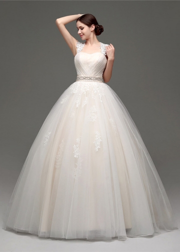 Gorgeous Tulle & Organza Sweetheart Neckline Ball Gown Wedding Dresses With Lace Appliques