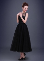 Elegant Dot Tulle One-Shoulder Neckline A-line Evening Dress