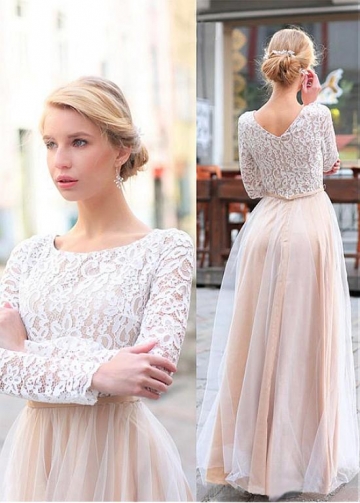 Amazing Lace & Tulle Scoop Neckline A-line Bridesmaid Dresses