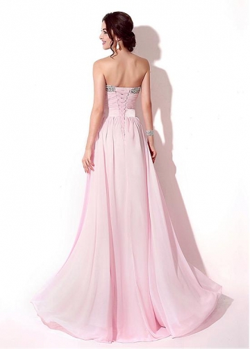 Fashionable Chiffon Sweetheart Neckline A-line Prom Dresses With Beadings