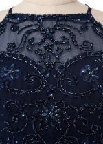 Pretty Tulle & Chiffon Halter Neckline Floor-length A-line Bridesmaide Dress With Beading